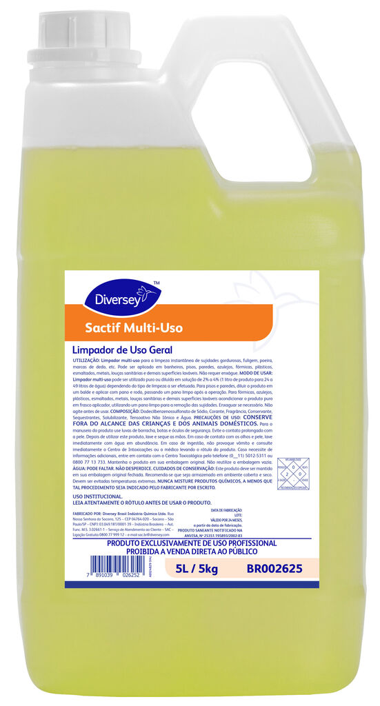 SACTIF MULTI-USO 4x5L - LIMPADOR DE USO GERAL